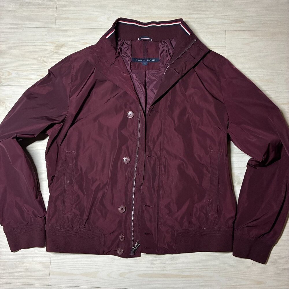 Tommy Hilfiger Men's Performance Bomber Windbreaker Burgundy Jacket Size Large
